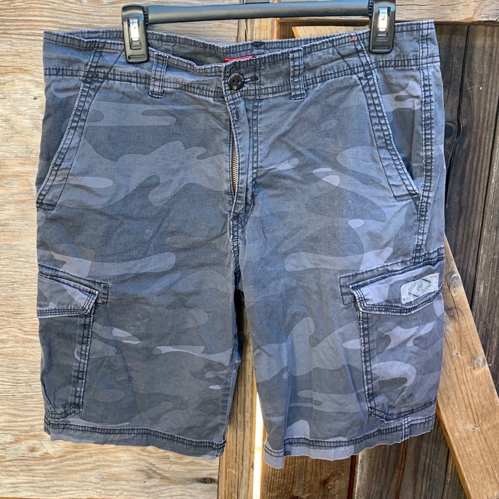 Gray Camo Cargo Shorts